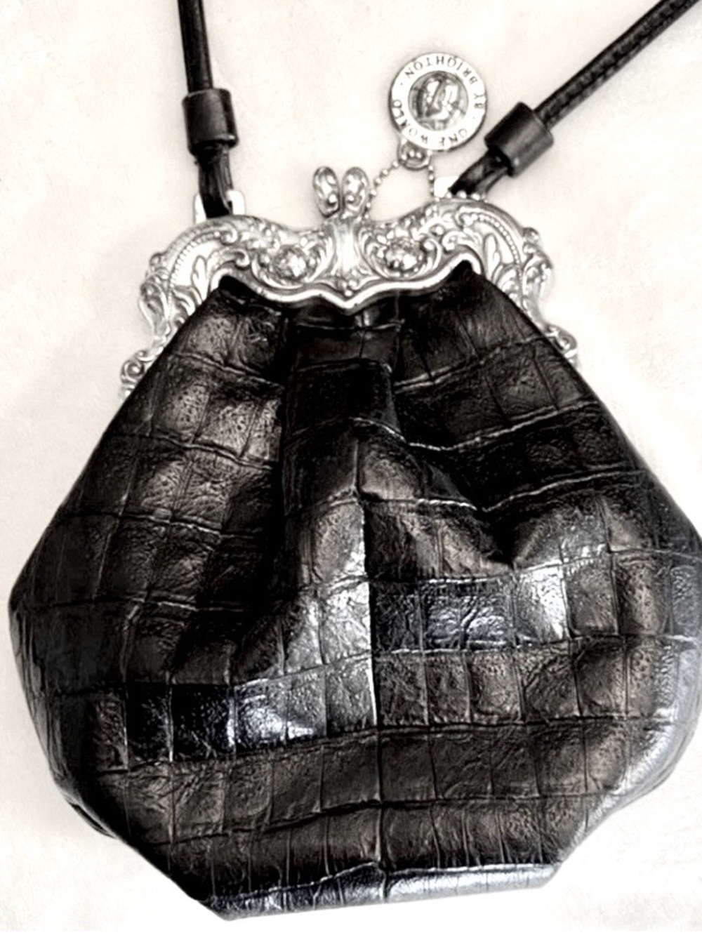 🩷 Vintage Brighton alligator kiss lock bag💚